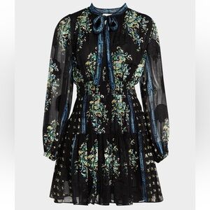 Ulla Johnson Maris Necktie Printed Dress Black NWT